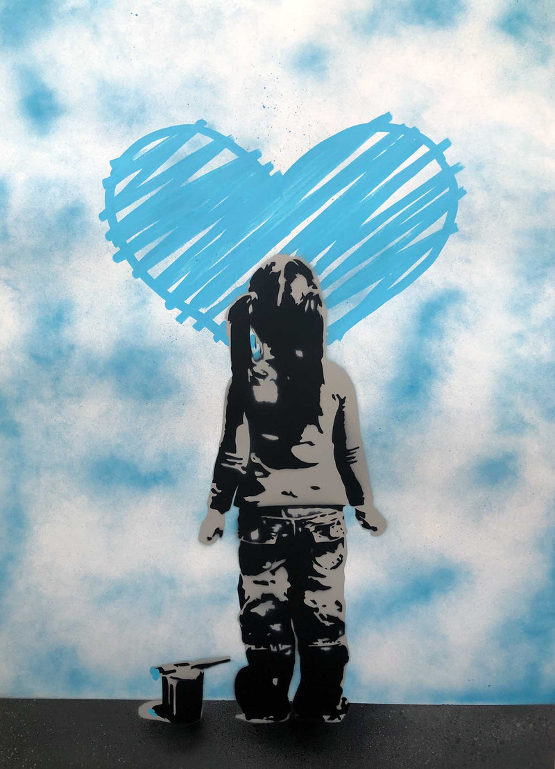 Graffik Gallery And Wot - Girl paint blue heart