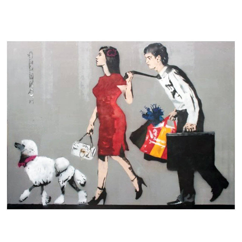 Graffik Gallery Loretto - Couple with Shopping Bags & Dog
